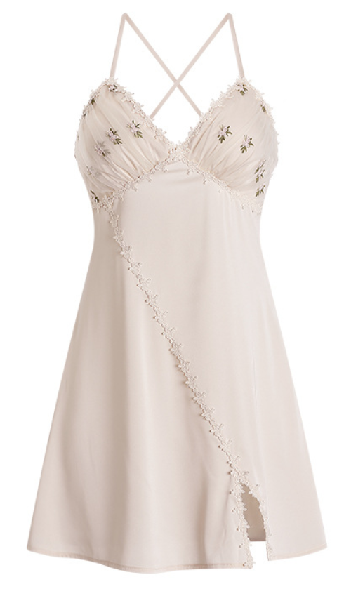 Champagne Lace Nightdress & Robe β SKU#69