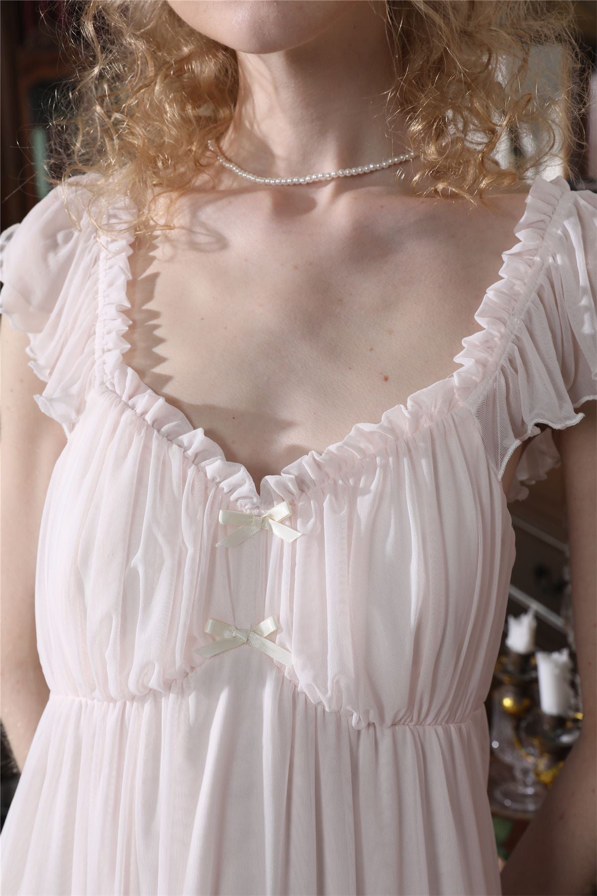 Pink Ruffled Chiffon Nightdress - SKU#31