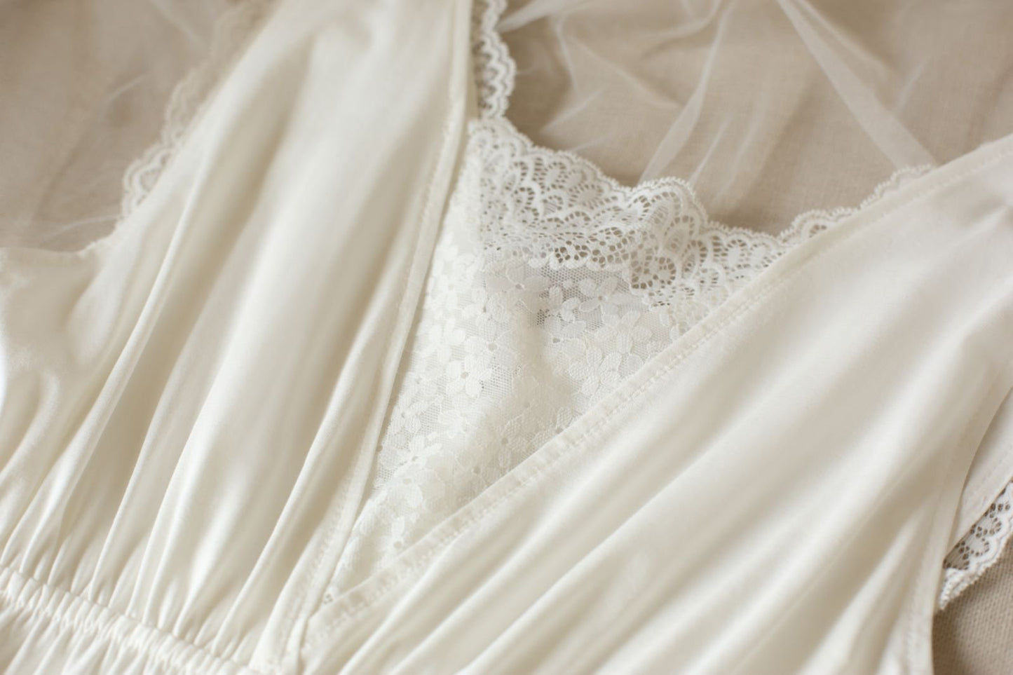 White Lace Vintage Sleeveless Nightdress - SKU #7