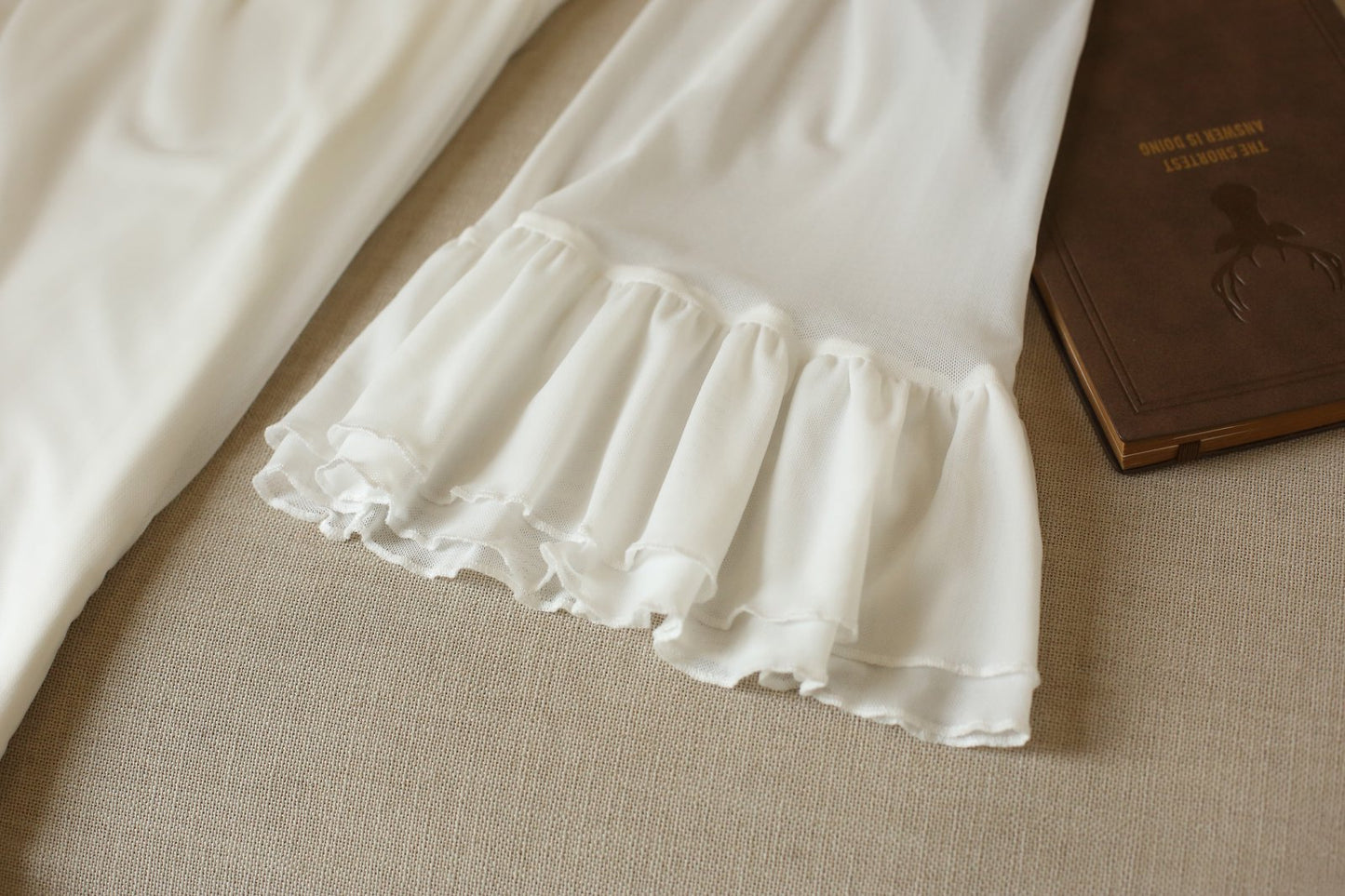 White Vintage Lace Long-Sleeve Nightdress - SKU #4