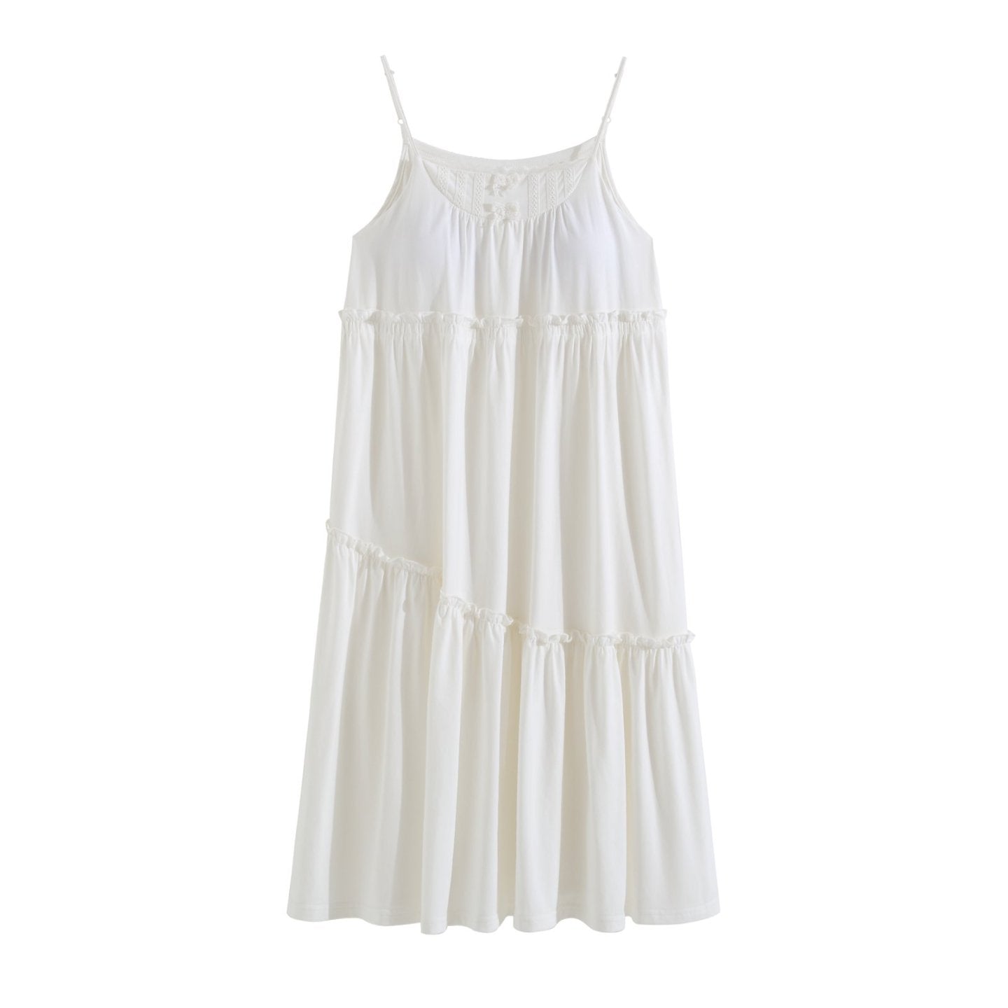 White French Lace Cotton Nightdress - SKU #1