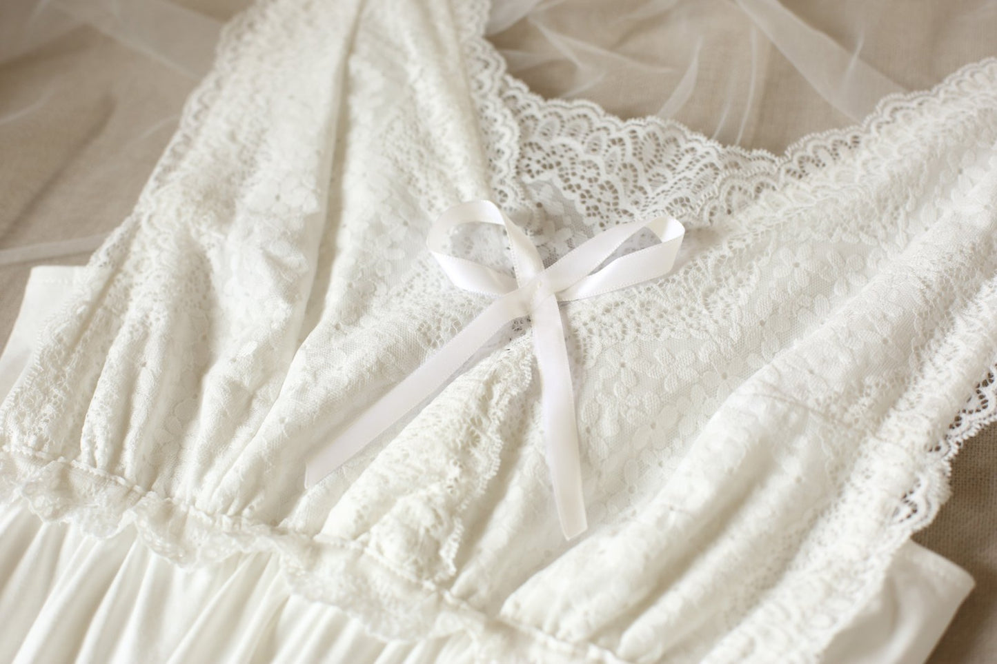 White Lace Vintage Sleeveless Nightdress - SKU #7