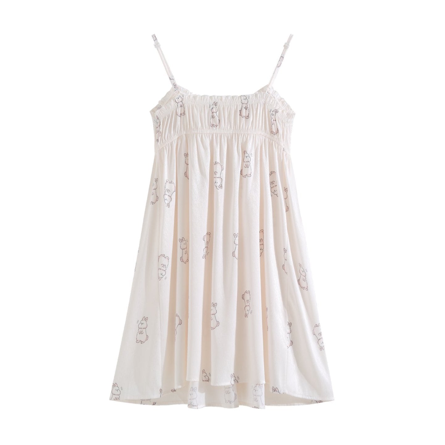 Apricot Bunny Print Lace Nightdress – Pawsy Dreams Sleepwear - SKU #6