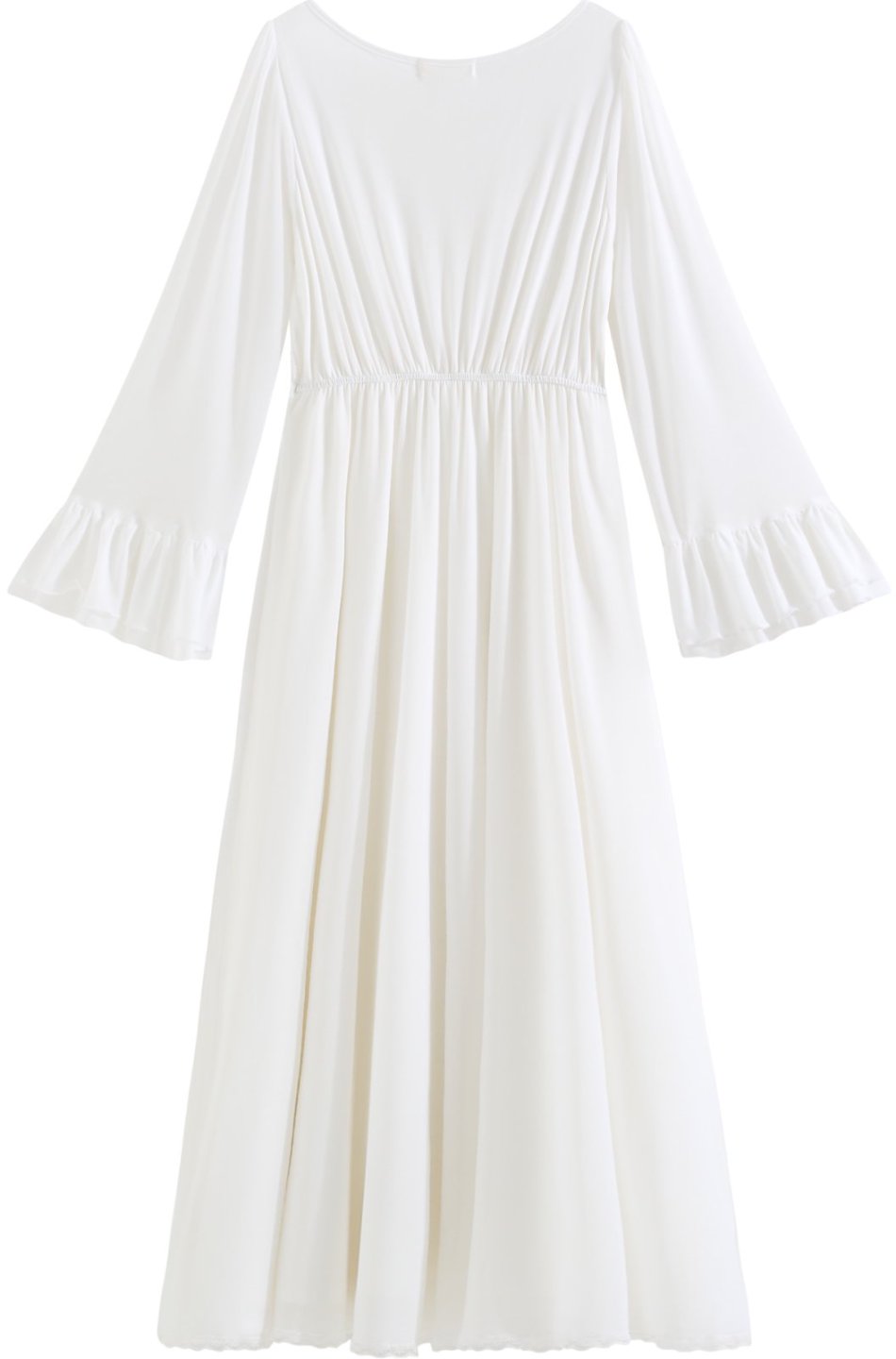 White Vintage Lace Long-Sleeve Nightdress - SKU #4