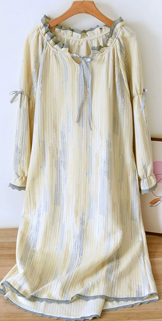 Soft Yellow Lace Nightdress - SKU #24