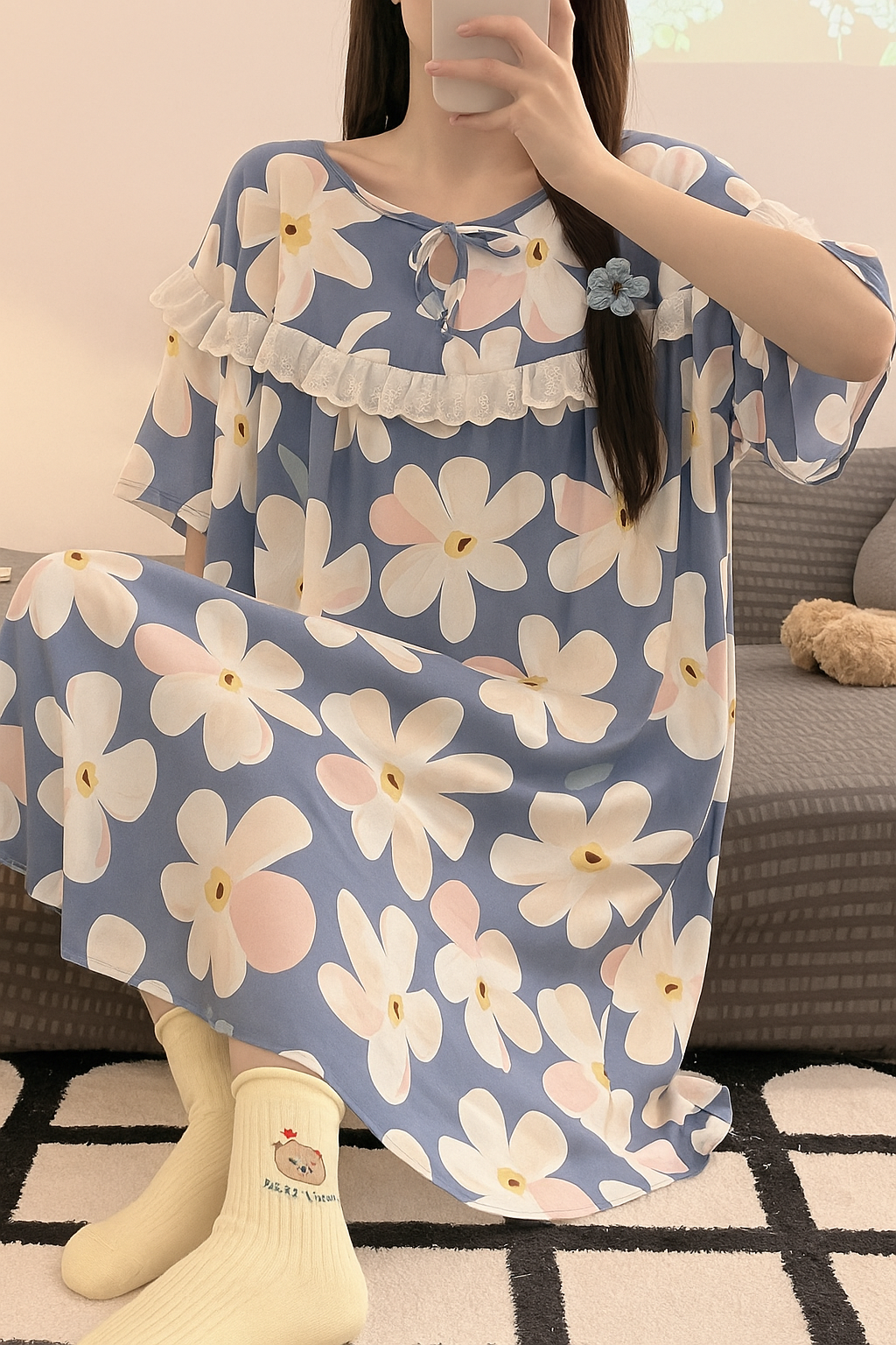 Blue Daisy Dream Nightdress - SKU #D3