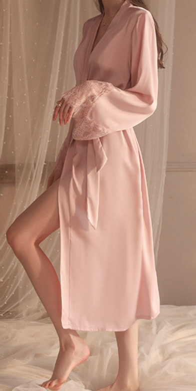 Elegant Long Pink Robe – Graceful & Feminine Charm - SKU#65