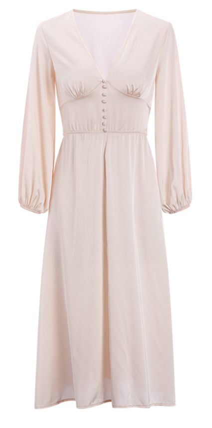 Elegant Long Satin Sleep Dress in Pink | Vintage-Inspired Nightgown - SKU#68