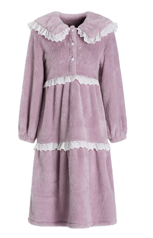 Light Purple Lace Fluffy Long Nightdress – SKU# 76