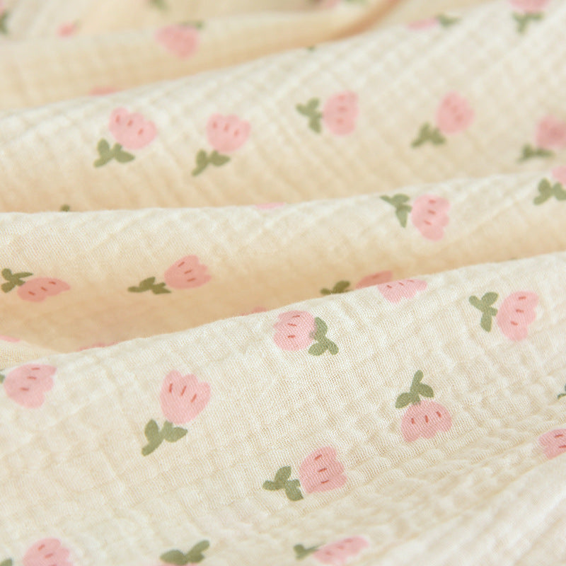 Rose Melody Nightdress – Pink Floral Cotton Crinkle Gauze - SKU#23