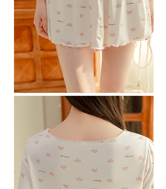Pink Heart Short Pajama Set – Cute Summer Sleepwear for Women - SKU#37