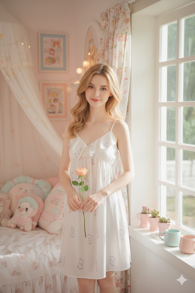 Cute Bunny Print Sleep Dress – Cherry Cottage Style - SKU #5